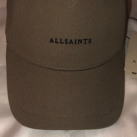 AllSaints 100% Cotton Khaki Logo Baseball Cap Embroidered Logo OS NWT